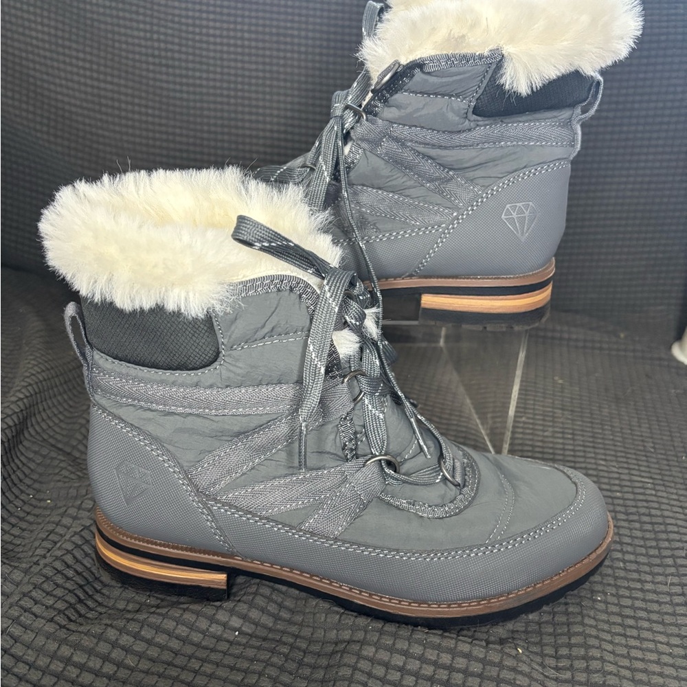 Rock & Candy by ZiGi Charcoal Danlea Winter Boots with White Fur Trim